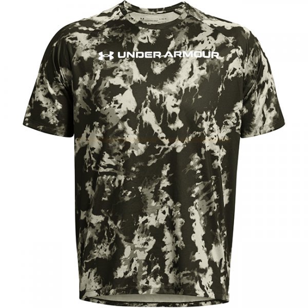 Under Armour Mens Tech ABC Camo Short Sleeve - Marine OD Green / White - XL