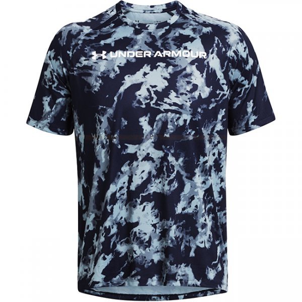 Under Armour Mens Tech ABC Camo Short Sleeve - Navy Blue / White - S