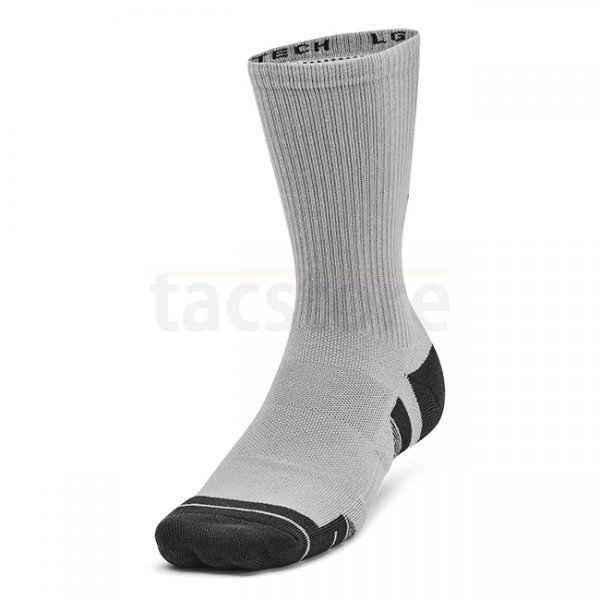 Under Armour Performance Tech 3-Pack Crew Socks - Mod Grey / White / Jet Grey - L