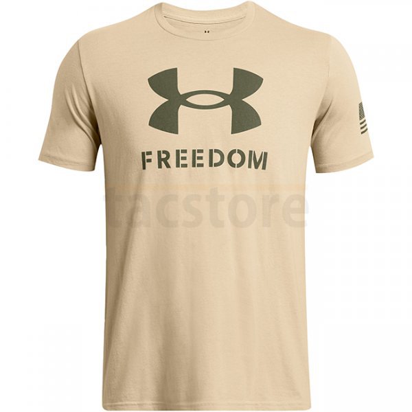Under Armour Mens Freedom Logo T-Shirt - Desert Sand / Marine OD Green - 2XL