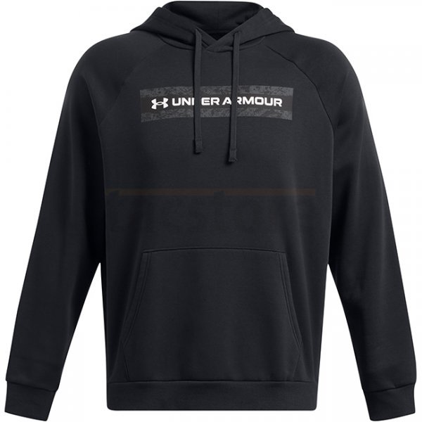 Under Armour Mens Rival Fleece Camo Chest Stripe Hoodie - Black / White - 2XL