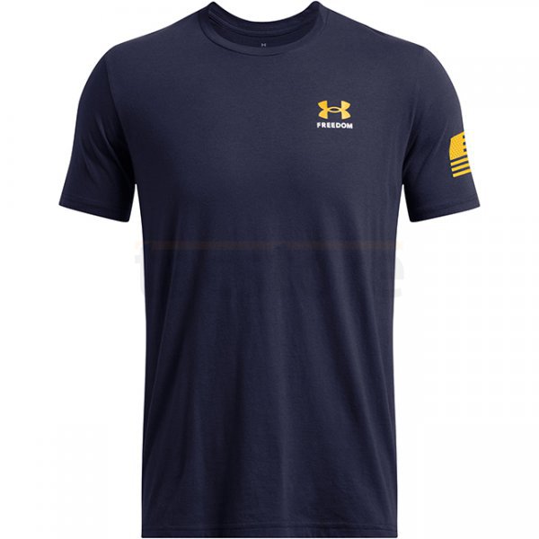 Under Armour Mens Freedom By Sea T-Shirt - Navy Blue / Steeltown Gold - S
