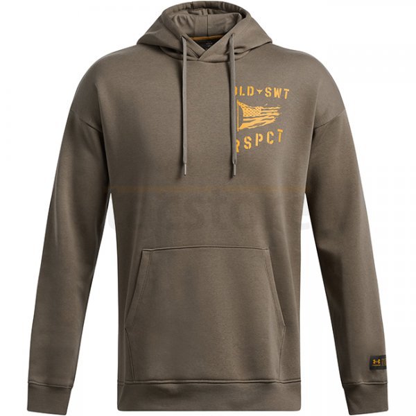 Under Armour Mens Project Rock Icon Fleece Veterans Day Hoodie - Turtle / Golden Yellow - 2XL