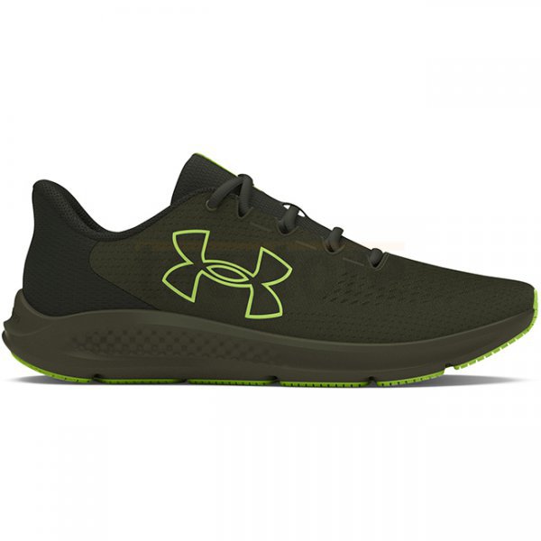 Under Armour Mens Charged Pursuit 3 Big Logo Running Shoes - Olive / Baroque Green / Morph Green - 9