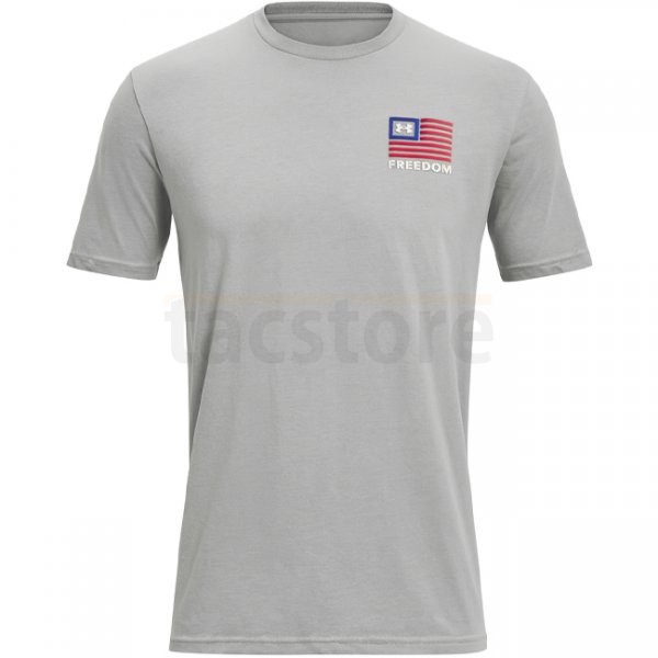 Under Armour Mens Freedom Left Chest T-Shirt - Steel Heather / White - 2XL