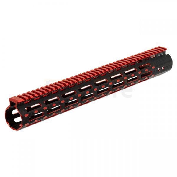 Leapers AR-15 15 Inch Super Slim Free Float M-LOK Handguard - Black / Red