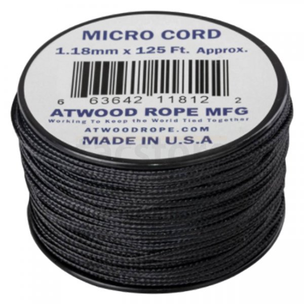 Atwood Rope Micro Cord 125ft - Black