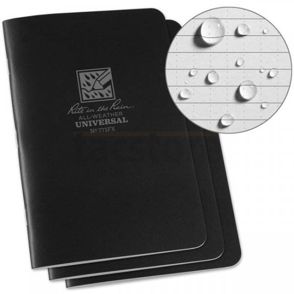 Rite in the Rain Stapled Notebook 4.25 x 7 Three Pack - Black