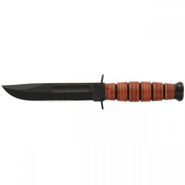 Ka-Bar Short Military Fighting Utility Knife Plain Blade & Leather Sheath - USMC