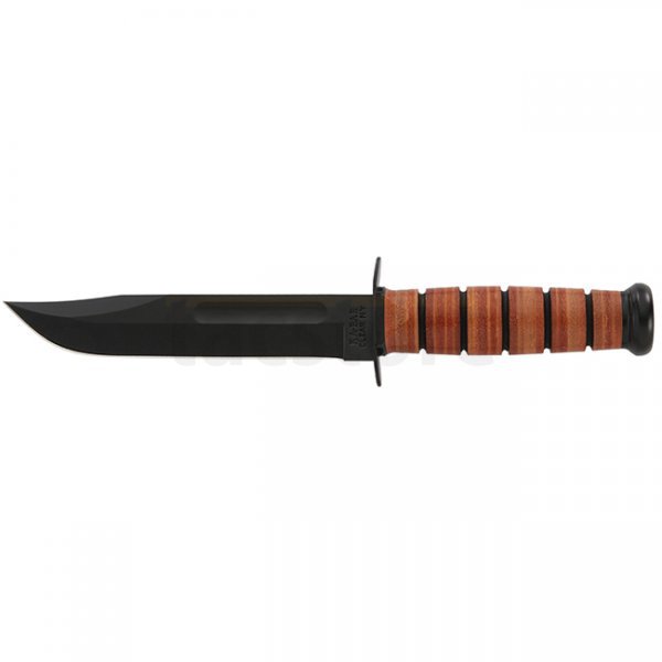 Ka-Bar Full Size Military Fighting Utility Knife Plain Blade & Leather Sheath - USMC