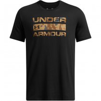 Under Armour Mens Stacked Logo Fill T-Shirt - Black / Camel - XL