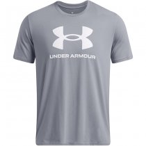 Under Armour Mens Sportstyle Logo Short Sleeve - Steel / White - M