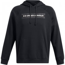 Under Armour Mens Rival Fleece Camo Chest Stripe Hoodie - Black / White