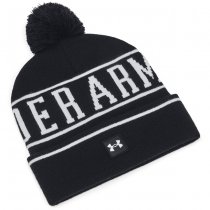Under Armour Mens Halftime Pom Beanie - Black / White