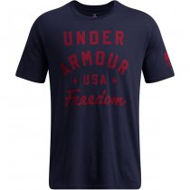 Under Armour Mens Freedom Vintage USA T-Shirt - Navy Blue / Red - M
