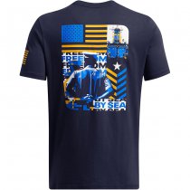 Under Armour Mens Freedom By Sea T-Shirt - Navy Blue / Steeltown Gold - 2XL