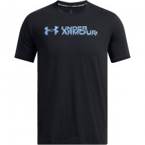 Under Armour Mens Sliced Wordmark Short Sleeve - Black / Blue