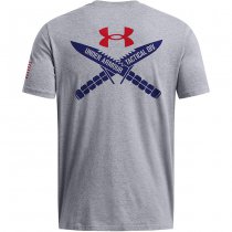Under Armour Mens Freedom Spine T-Shirt - Steel Light Heather / Red - 2XL