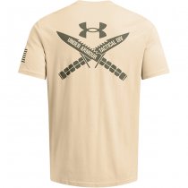 Under Armour Mens Freedom Spine T-Shirt - Desert Sand / Olive - 2XL
