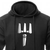 Pitchfork Casual Hoodie White Print - Black - M