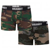 Brandit Boxershorts Logo 2-pack - Woodland / Dark Camo - L