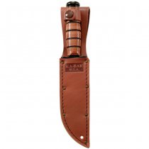 Ka-Bar Short Military Fighting Utility Knife Plain Blade & Leather Sheath - USA