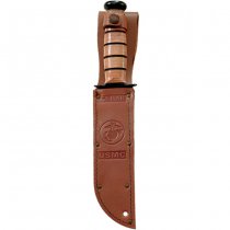 Ka-Bar Full Size Military Fighting Utility Knife Plain Blade & Leather Sheath - USMC