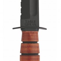 Ka-Bar Short Military Fighting Utility Knife Serrated Blade & Leather Sheath - USA