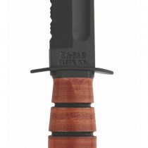 Ka-Bar Short Military Fighting Utility Knife Serrated Blade & Leather Sheath - USMC