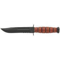 Ka-Bar Short Military Fighting Utility Knife Serrated Blade & Leather Sheath - USMC