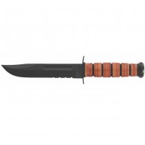 Ka-Bar Full Size Military Fighting Utility Knife Serrated Blade & Leather Sheath - USMC