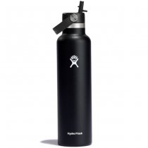 Hydro Flask Standard Mouth Insulated Water Bottle & Flex Straw 24oz - Black