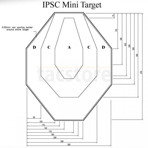 DAA IPSC Miniature 60% Cardboard Targets White Back 100-Pack