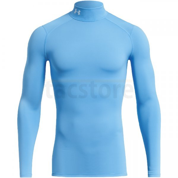 Under Armour Mens ColdGear Compression Mock - Carolina Blue / White / White - S