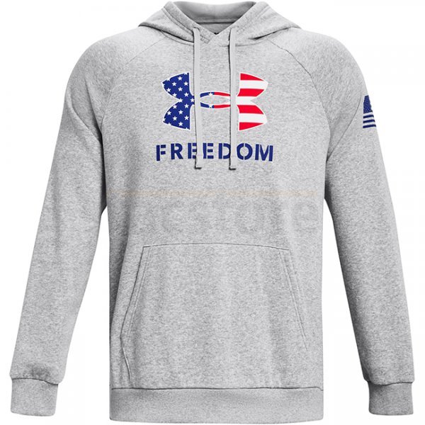 Under Armour Freedom Rival Fleece Big Flag Logo Hoodie - Mod Grey Light Heather - M