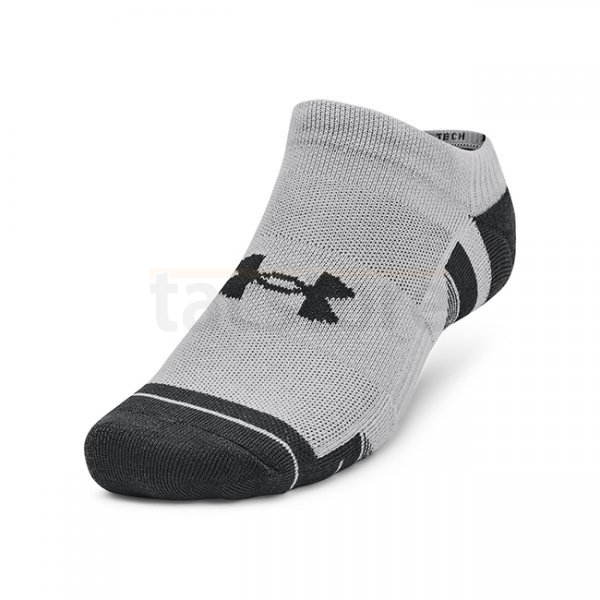 Under Armour Performance Tech 3-Pack No Show Socks - Mod Grey / White / Jet Grey - M