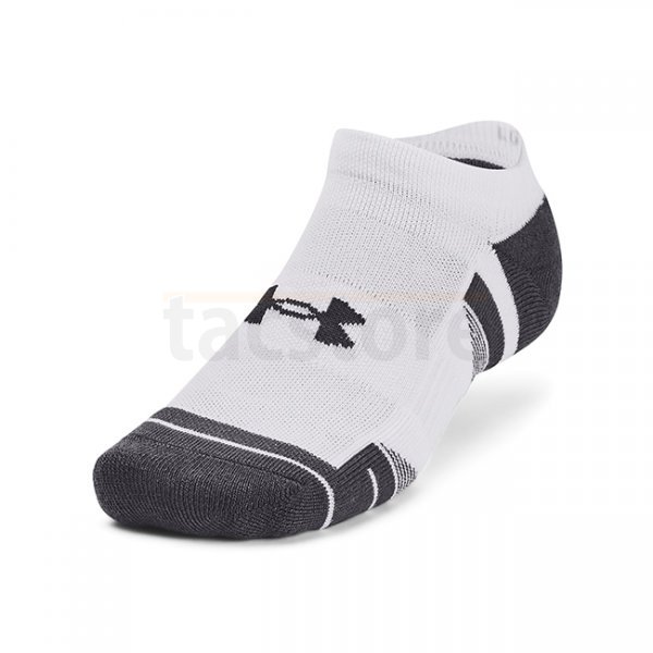 Under Armour Performance Tech 3-Pack No Show Socks - White / White / Jet Grey - L