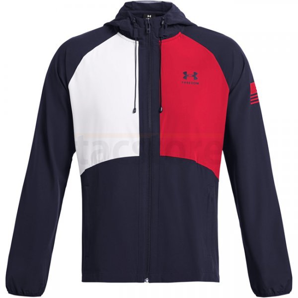Under Armour Mens Freedom Windbreaker Jacket - Navy Blue / Red - M