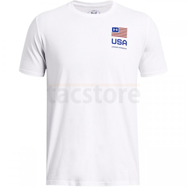 Under Armour Mens Freedom Amp Chest T-Shirt - White / Blue - XL