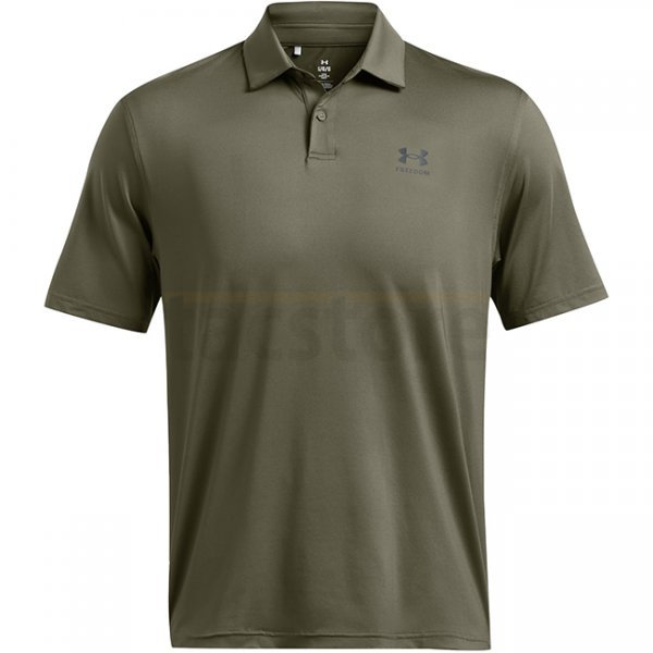 Under Armour Mens Tee To Green Freedom Polo - Marine OD Green / Black - S