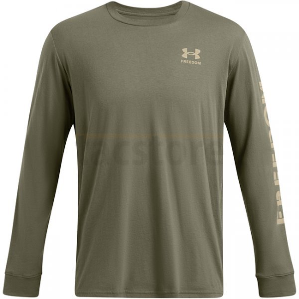 Under Armour Mens Freedom Flag Long Sleeve - Marine OD Green / Desert Sand - 3XL