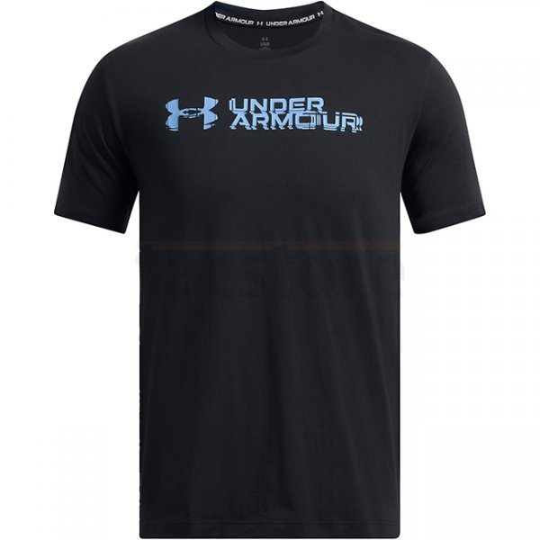 Under Armour Mens Sliced Wordmark Short Sleeve - Black / Blue - M
