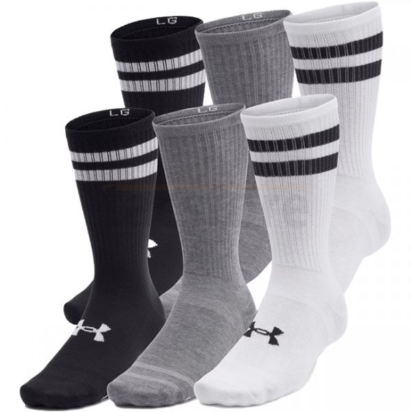 Under Armour Essential Unisex 6-Pack Crew Socks - White / White / Black - XL