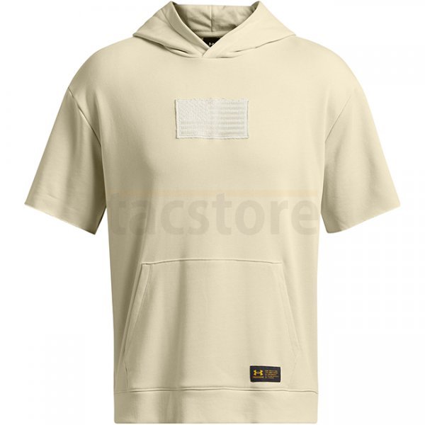 Under Armour Project Rock Heavyweight Veterans Day Short Sleeve Hoodie - Silt / Golden Yellow - S