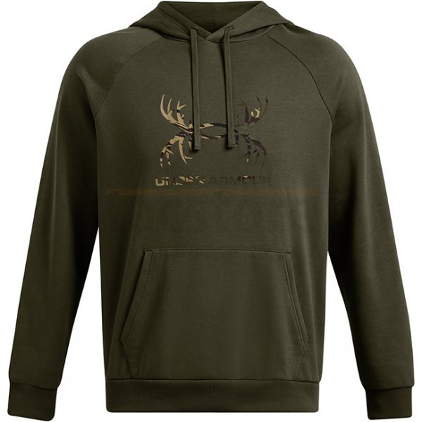 Under Armour Mens Rival Fleece Antler Hoodie - Marine OD Green - 2XL