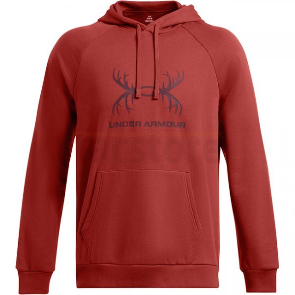 Under Armour Mens Rival Fleece Antler Hoodie - Earthen Orange / Dark Maroon - S