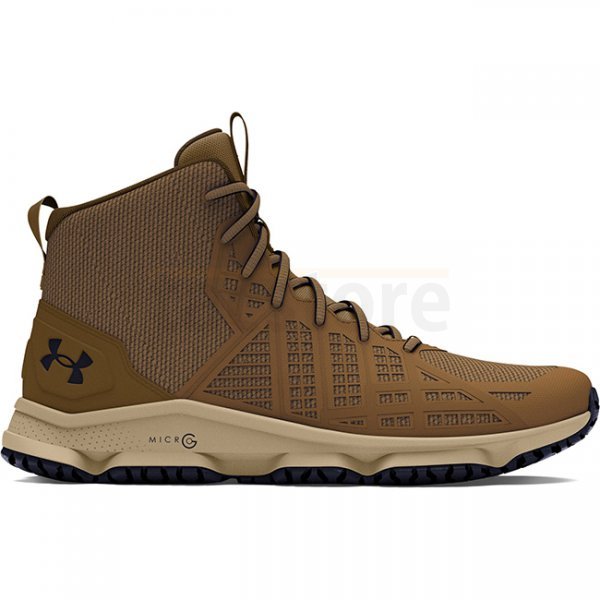 Under Armour Mens Micro G Strikefast Mid Tactical Shoes - Brown / City Khaki / Navy Blue - 8.5