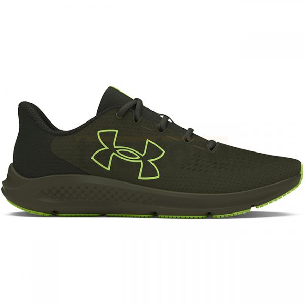 Under Armour Mens Charged Pursuit 3 Big Logo Running Shoes - Olive / Baroque Green / Morph Green - 12