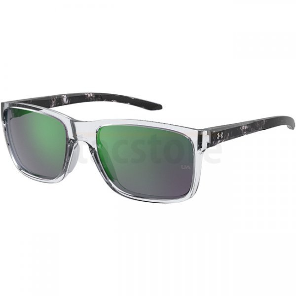 Under Armour Hustle Sunglasses - Crystal Black - Green Mirror