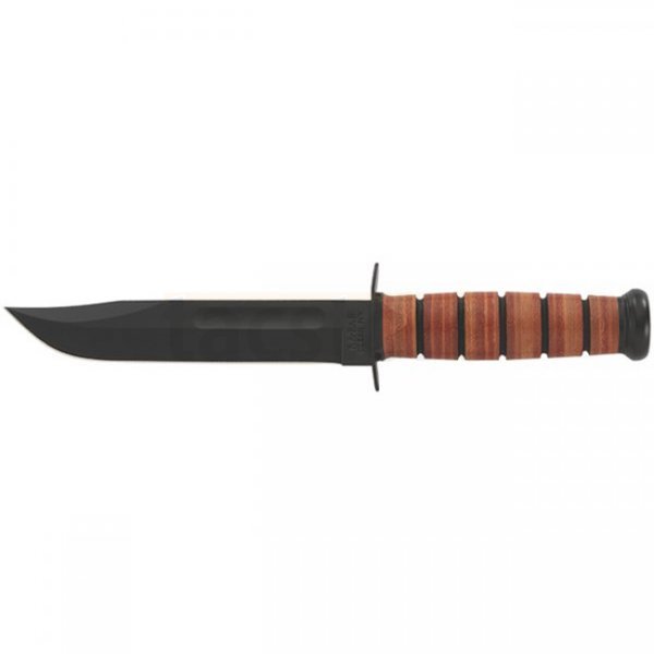 Ka-Bar Full Size Military Fighting Utility Knife Plain Blade & Leather Sheath - ARMY